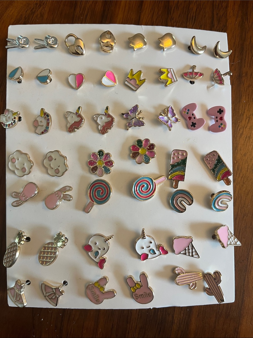 Claire's Pastel Pink, Blue & Gold Kids Stud Earring Set